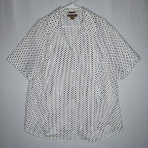 Notations Women Polka Dot Button Shirt Women 3X White Black